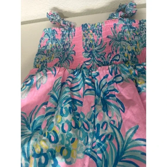 Lilly Pulitzer Kids Smocked Pineapple Sundress - Pink Blue - Size 7 - Picture 3 of 5